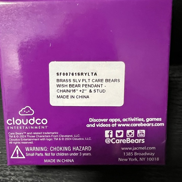 Care Bears Silver Plated Wish Bear Pendant | Chain 16” + 2” & Stud Earrings - Picture 4 of 4